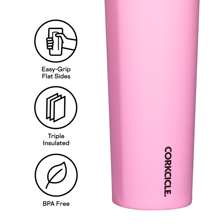 Pink 32oz Sport Canteen with easy-grip flat sides, triple insulation, and BPA-free construction.