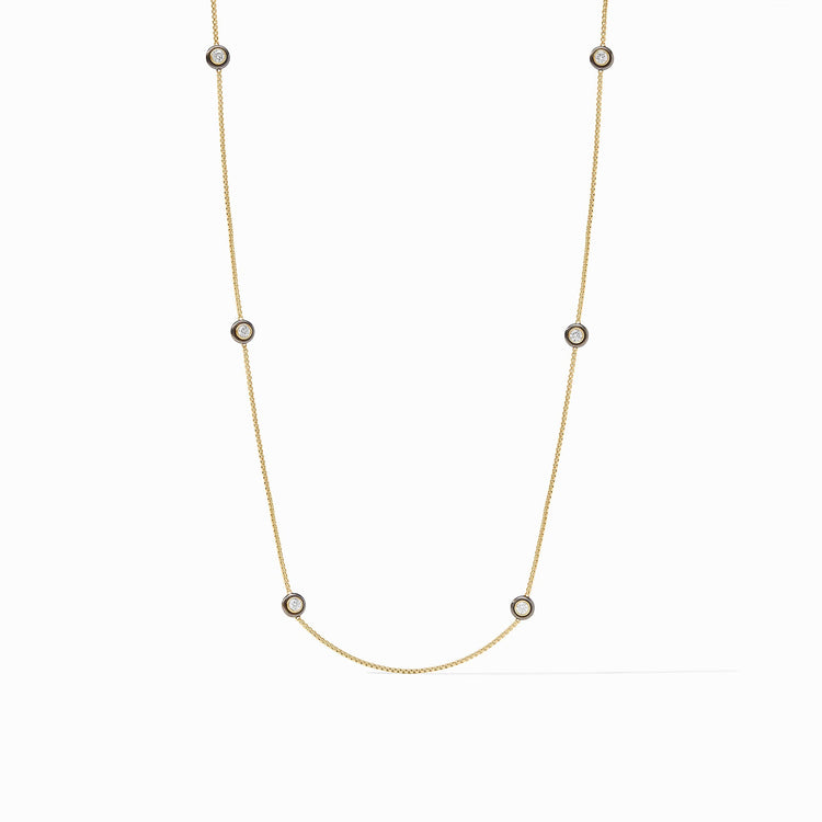 Tribeca Station Necklace in gold-plated metal with clear cubic zirconia stones on a chain.