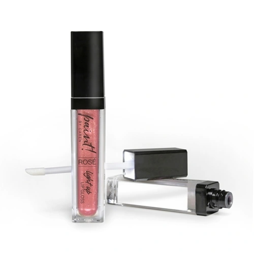 Wine by the Gloss Light up Lip gloss in a clear tube showing pink liquid with glitter particles.