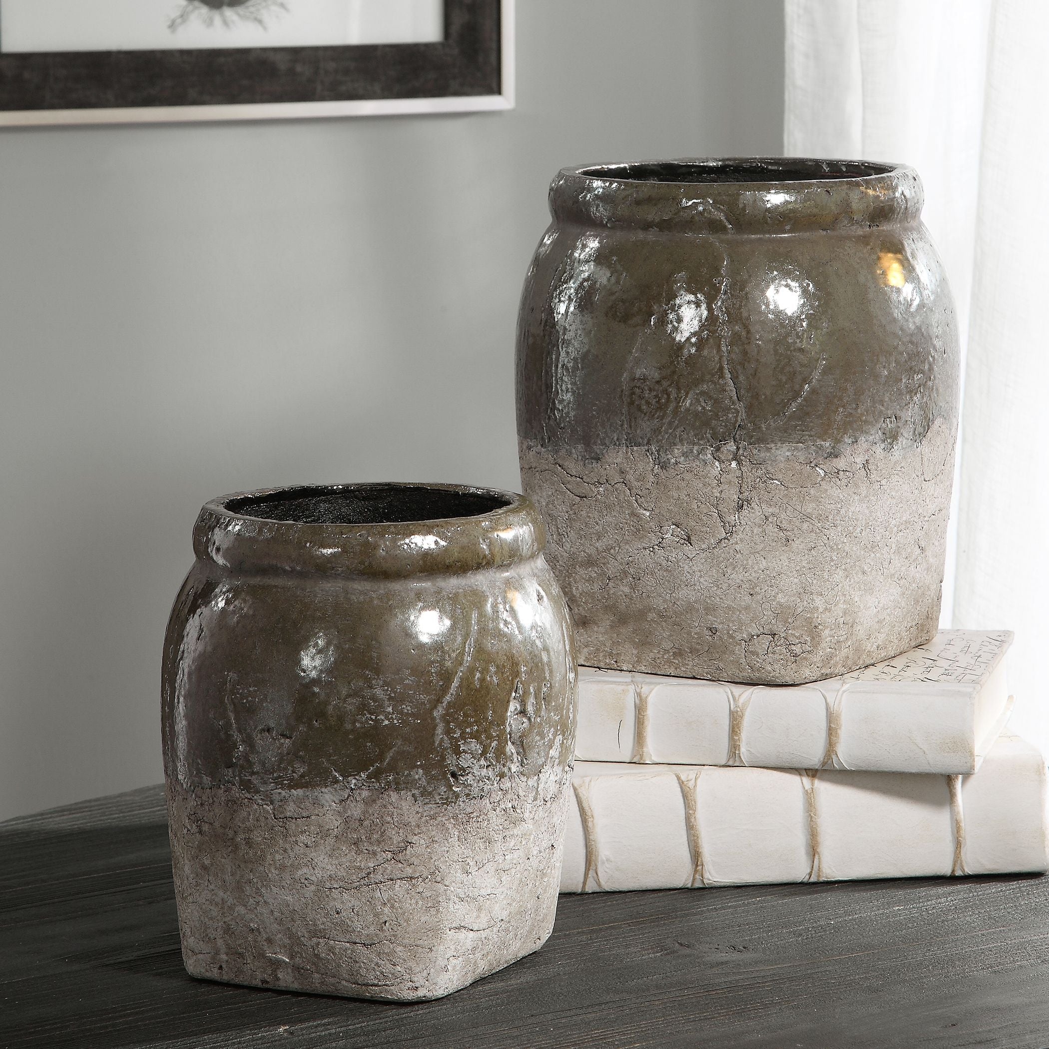Set of two white ceramic bowls with a smooth rounded bowl shape.
