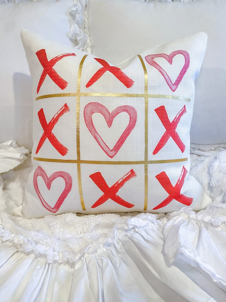 Square decorative pillow with gold foil accents featuring original artwork by Rachel Brooks Design.