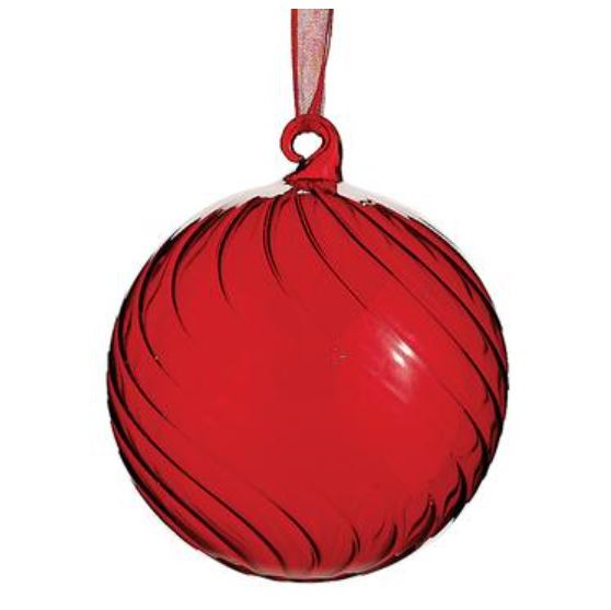 Red glass ball ornament with a hanging string