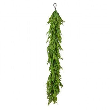 72-inch Real Touch Cedar and Norfolk Pine garland with a hanging loop at the top.