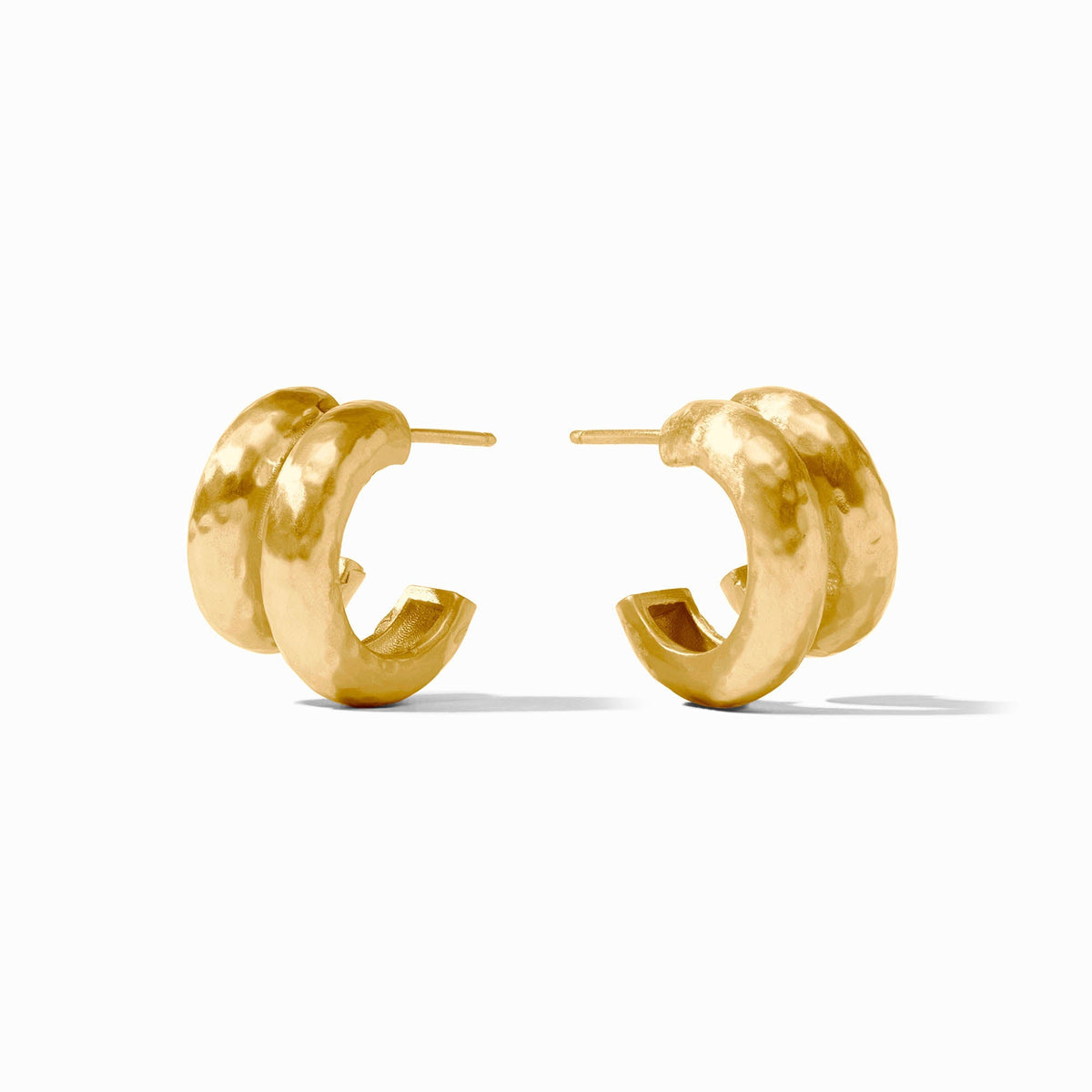 Silver Havana double hoop earrings with a layered shine design.