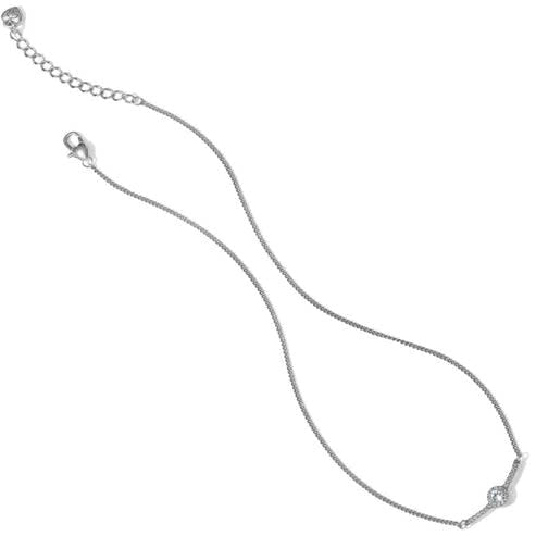 Silver plated adjustable bar necklace with Swarovski crystals on a lobster claw closure.