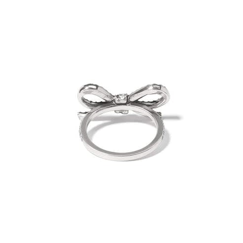 Silver plated ring with a pavé bow crystal detail on the band.