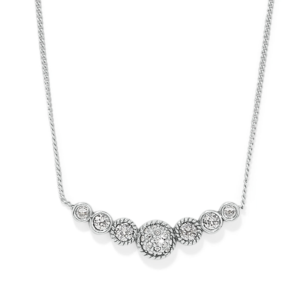 Silver plated adjustable bar necklace with lobster claw closure