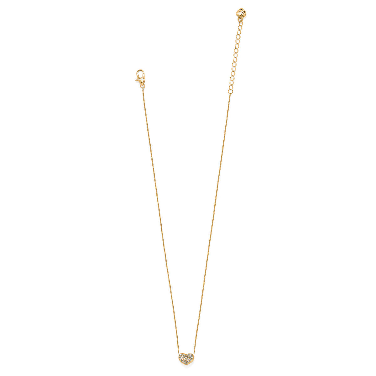 Silver plated petite heart necklace with fine quality crystals on a delicate chain.