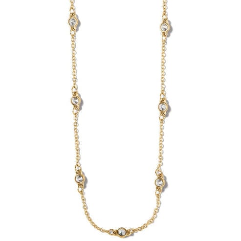 Gold plated collar necklace with fine quality crystals on a lobster claw closure.
