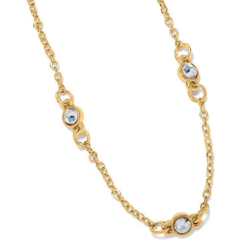 Gold plated collar necklace with fine quality crystals on a lobster claw closure.