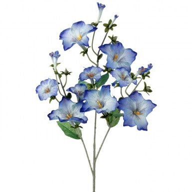 Twenty-four inch Morning Glory spray with a natural green stem and white flowers.
