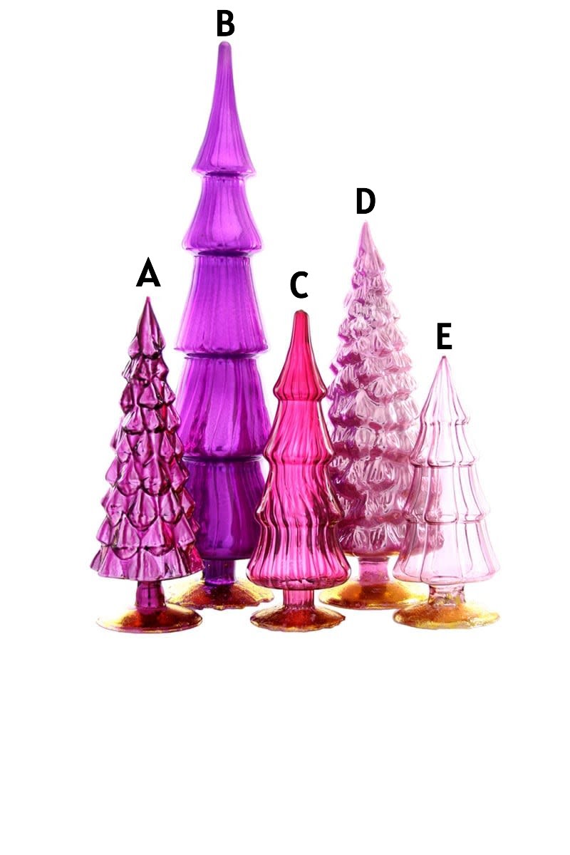 Hue Tree Violet glass candle holder with a tree-like silhouette in violet hue.