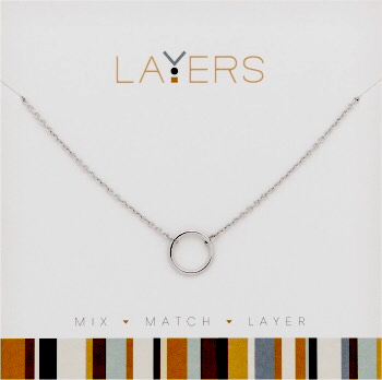 Silver open circle layered necklace with hypoallergenic finish