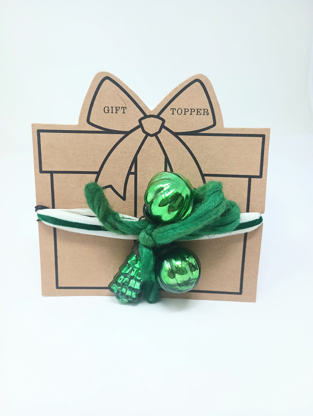 Clear glass ornament gift topper with festive decorative shape