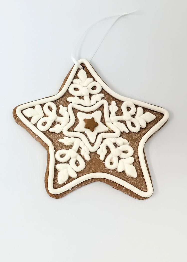 4.75-inch gingerbread man clay ornament with brown color and classic silhouette