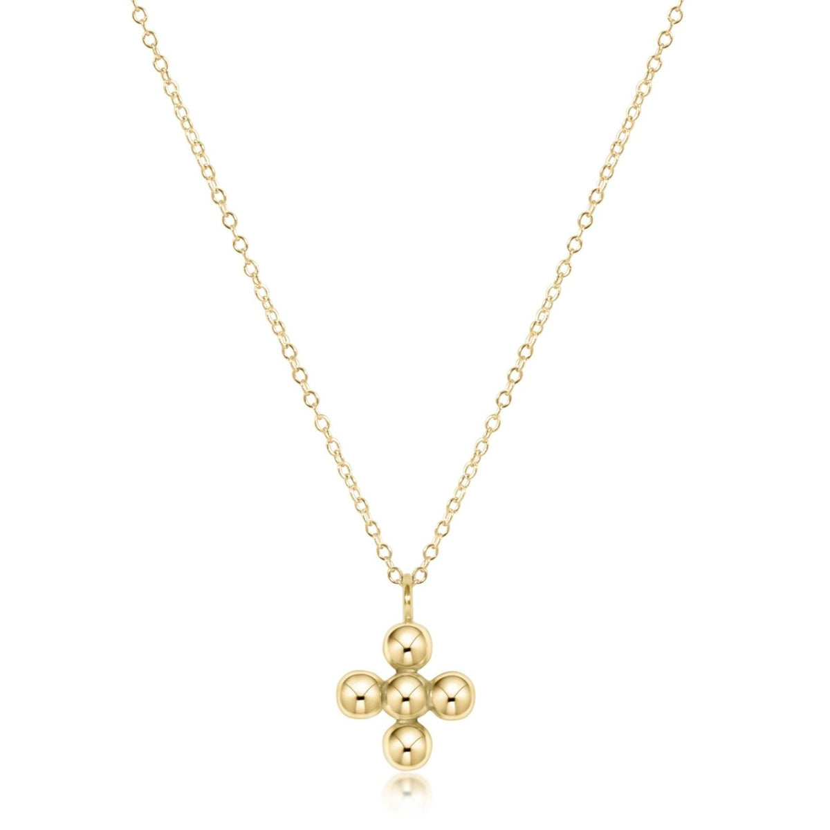 Gold-filled beaded cross charm on a 16-inch chain necklace