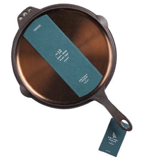 Smithey No. 12 Flat Top Griddle with polished satin finish and pour spout