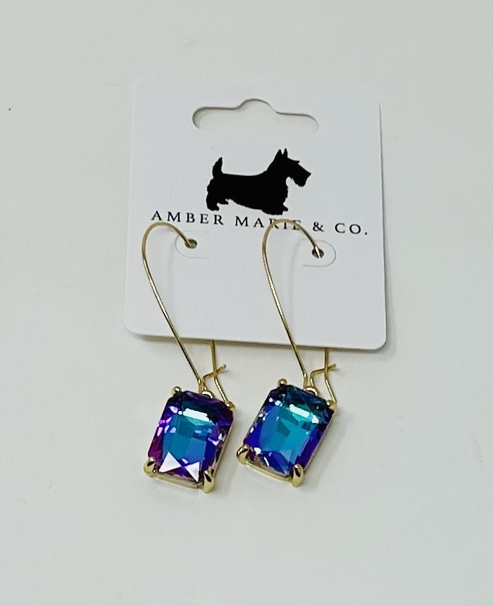 Rectangle drop earrings with a sleek geometric silhouette in polished gold-tone metal.