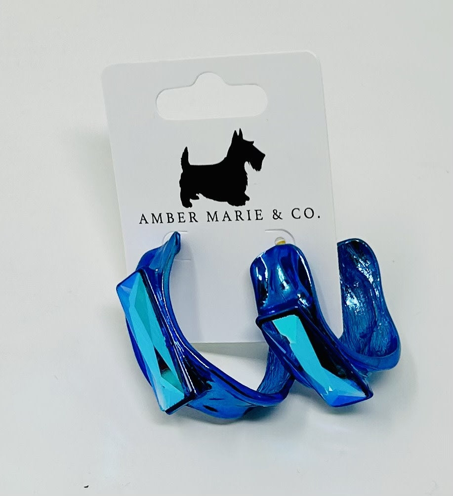 Funky Crystal Color Hoop earrings featuring a colorful crystal-studded circular silhouette.
