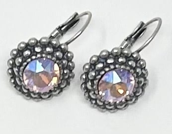 Classic single stone earring dot in gold-tone metal with a small round clear gemstone.