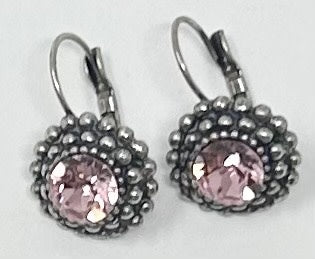 Classic single stone earring dot in silver with a small round clear gemstone.