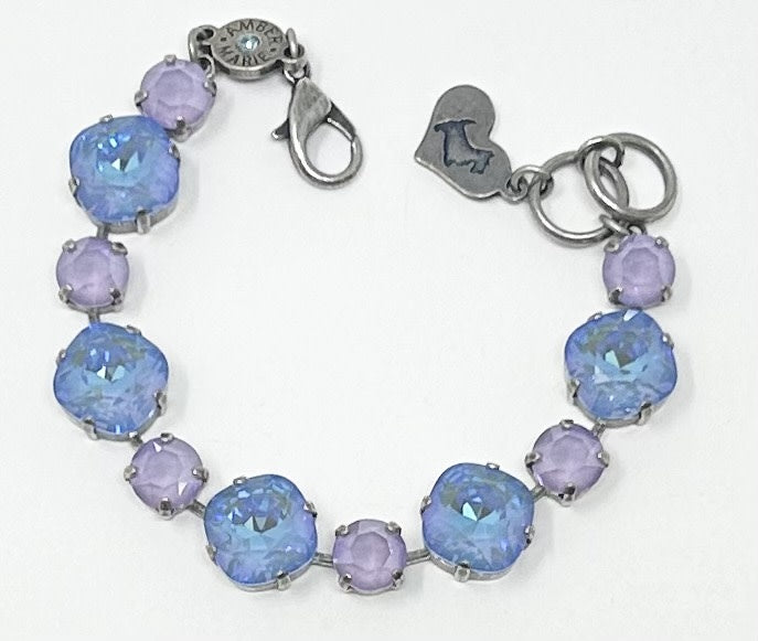 Premier Paris bracelet featuring alternating light blue and lavender crystal stones in silver settings.