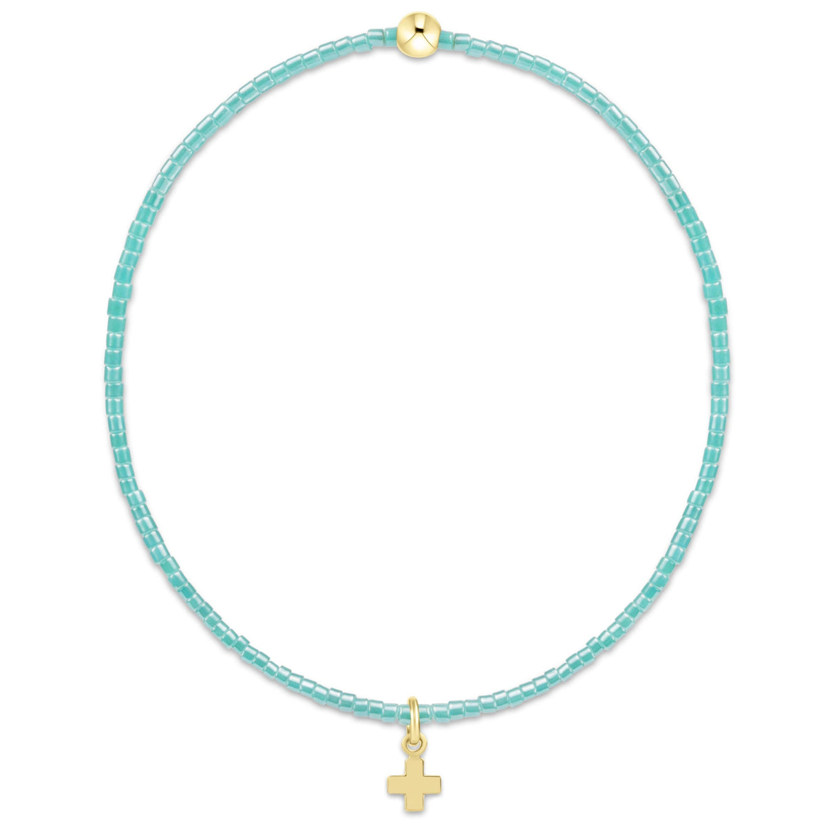 Hope Classic Bracelet with 2mm turquoise seed beads and a 14kt gold-filled signature cross charm.