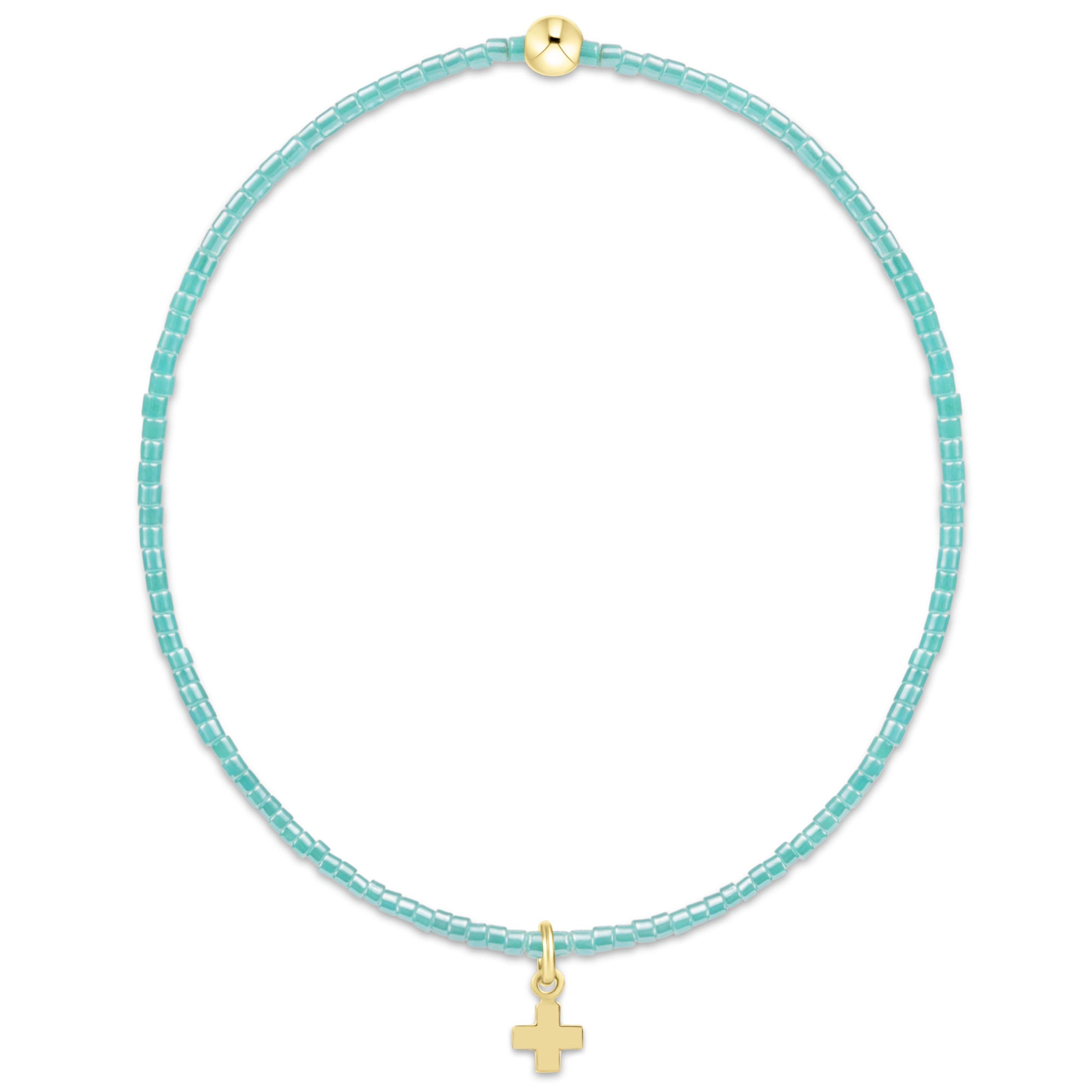 Hope Classic Bracelet with 2mm turquoise seed beads and a 14kt gold-filled signature cross charm.