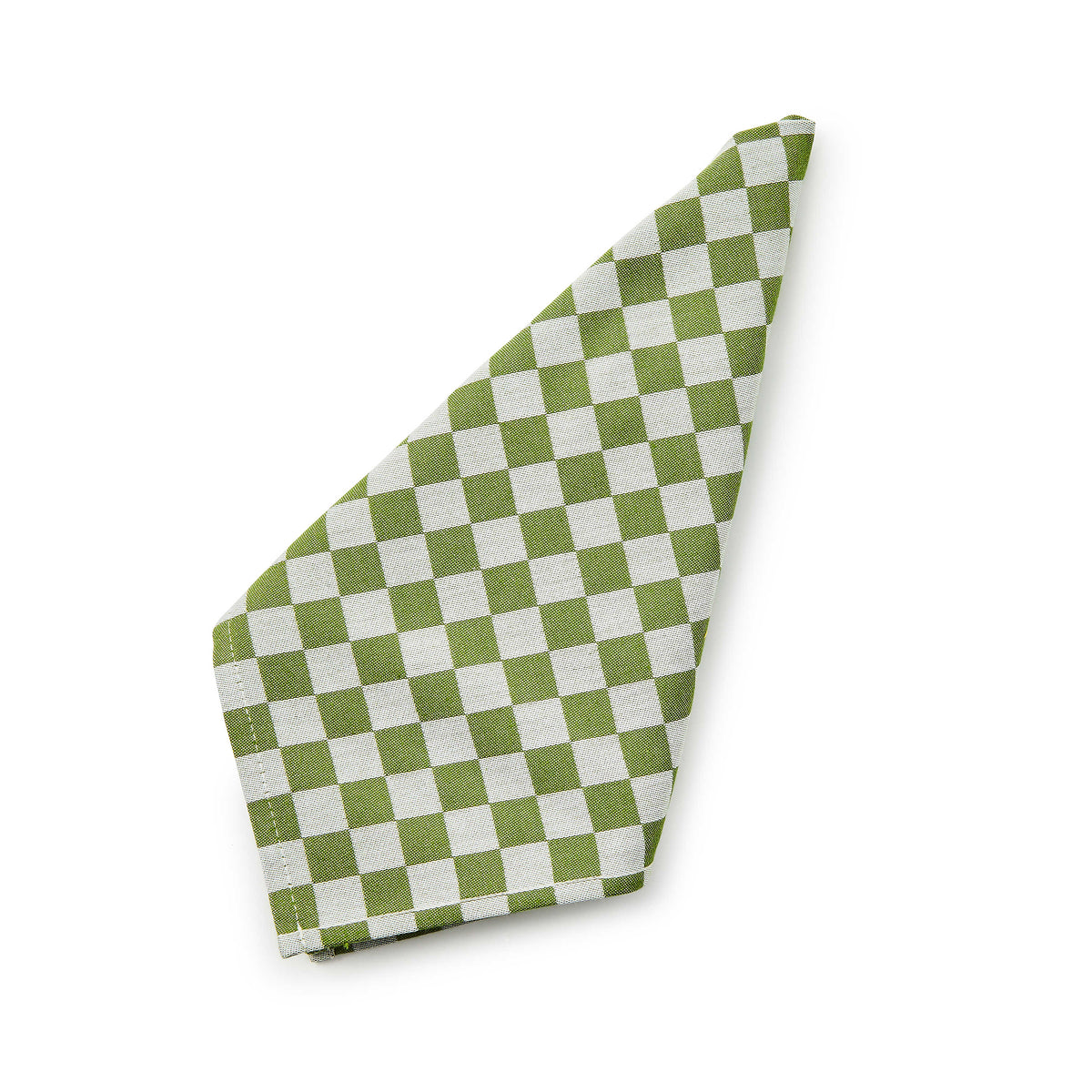 Four woven jacquard check napkins made from cotton in a blue and white pattern.