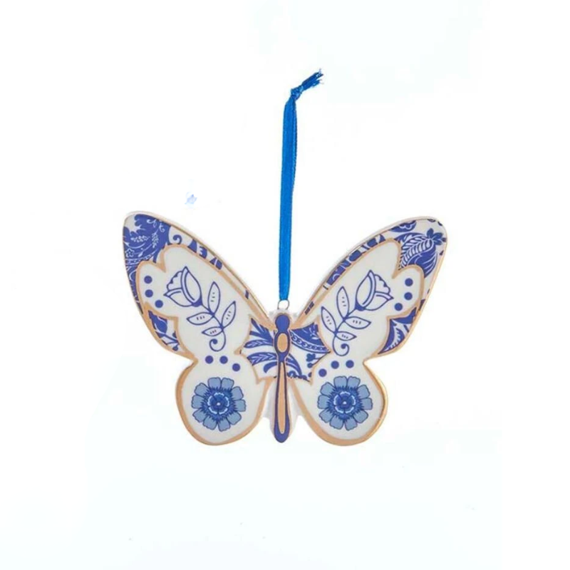 Indigo Blue Butterfly Ornament, Rose