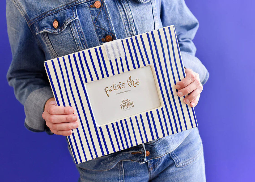 Indigo Skinny Stripe Mini Rectangle Frame