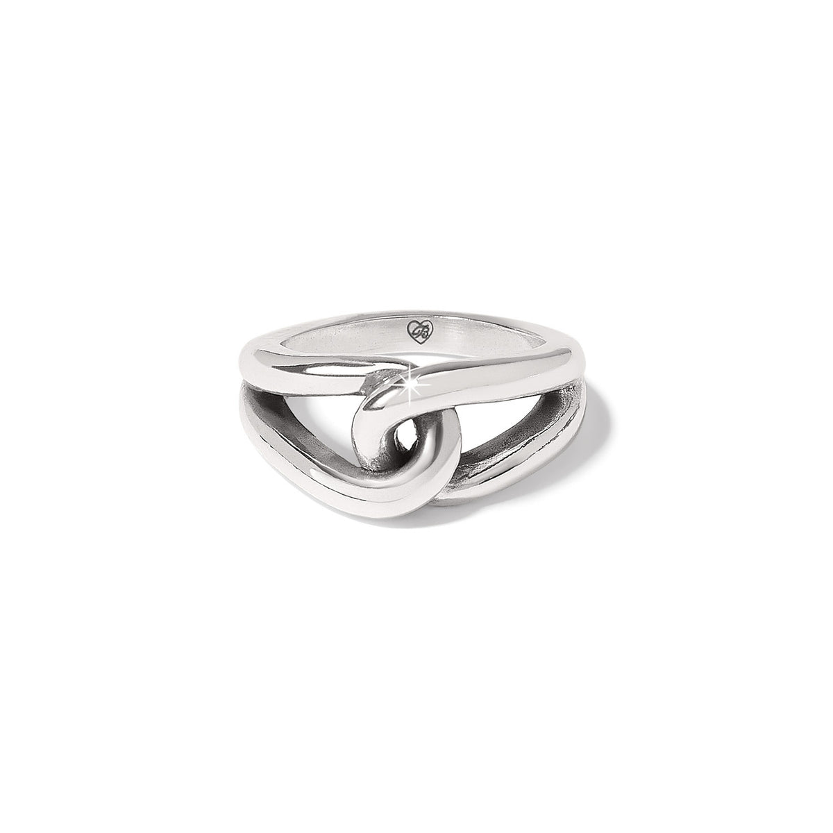 Silver plated Interlok Bold ring with a wide three-eighth-inch band.