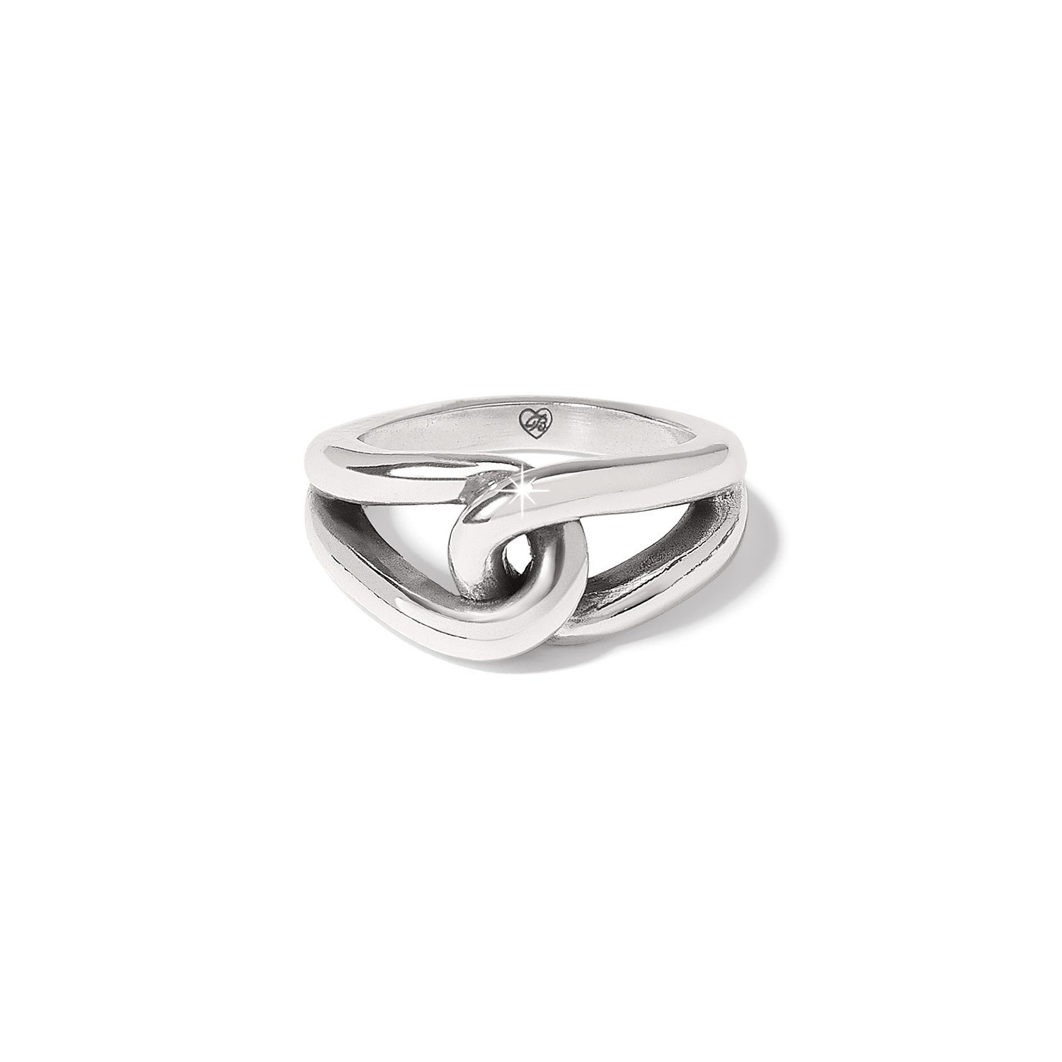Silver plated Interlok Bold ring with a wide three-eighth-inch band.