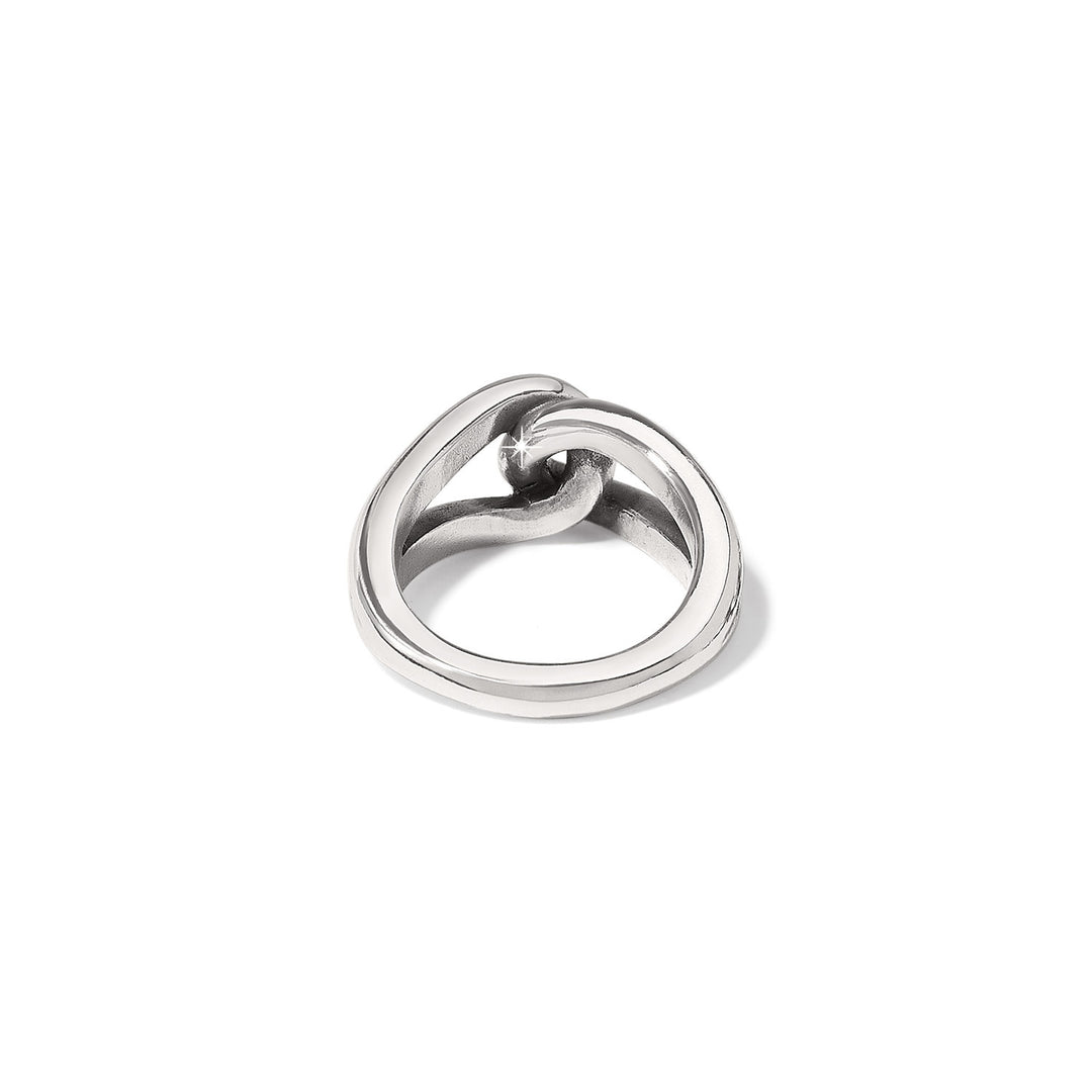 Silver plated Interlok Bold ring with a wide three-eighth inch band.
