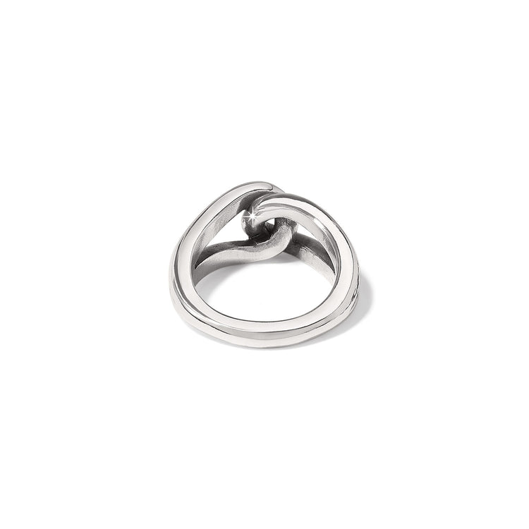 Silver plated Interlok Bold ring with a wide three-eighth inch band.