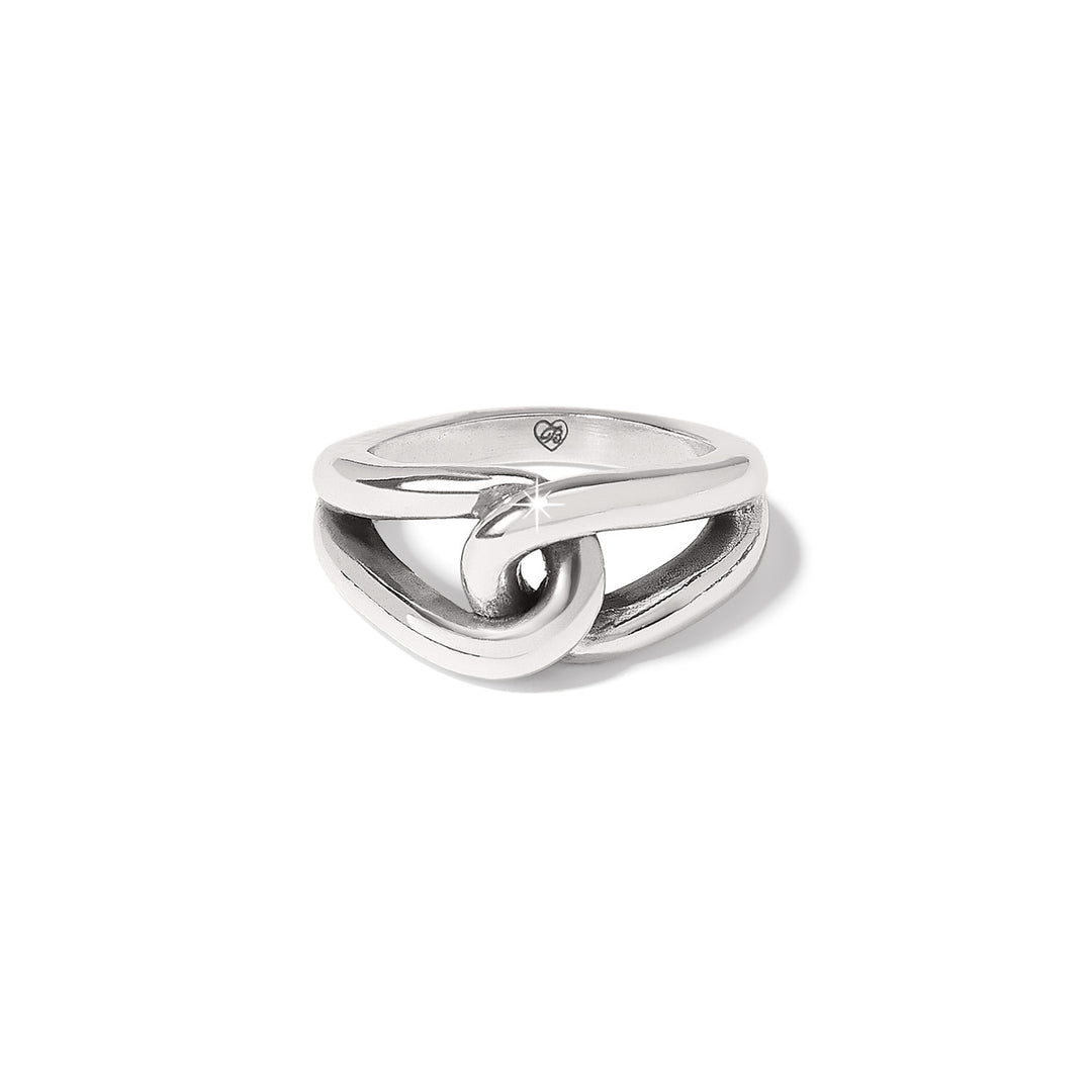 Silver plated Interlok Bold ring with a wide 3/8-inch band.
