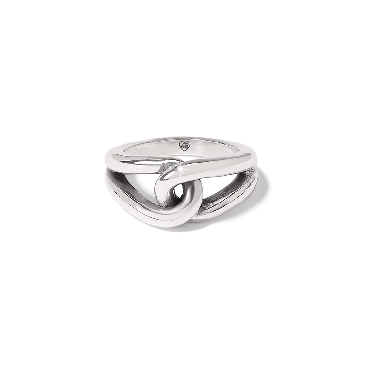 Silver plated Interlok Bold ring with a wide 3/8 inch band.