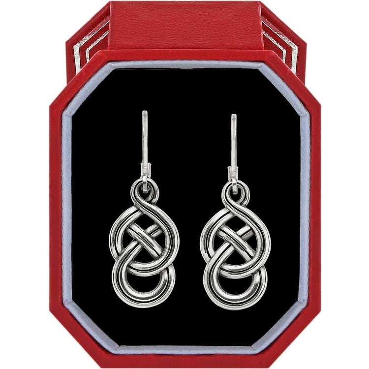 Silver plated Interlok braid earrings with Celtic knot motif in leverback style