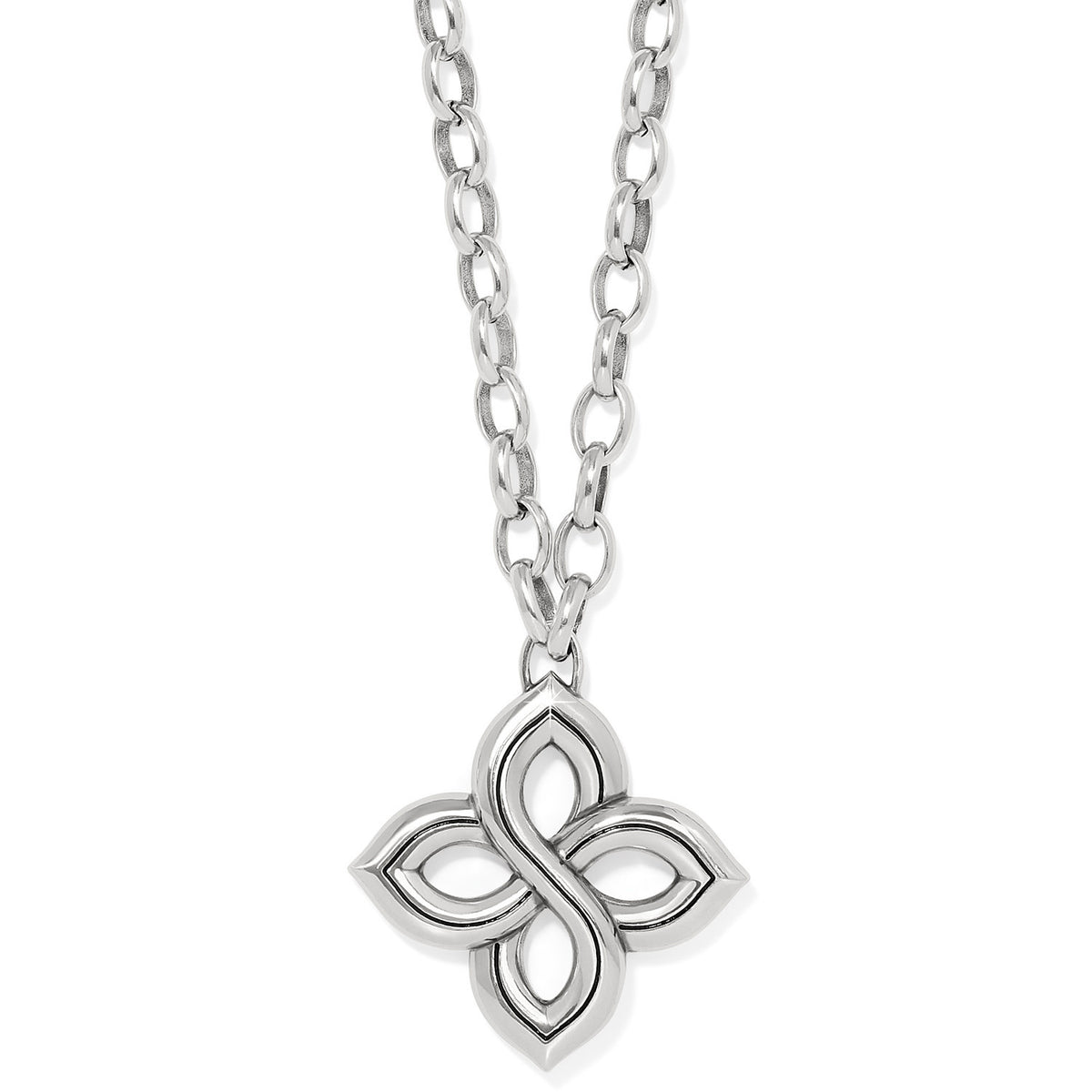 Silver plated floral knot necklace with lobster claw closure