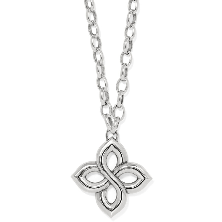 Silver plated floral knot necklace with lobster claw closure