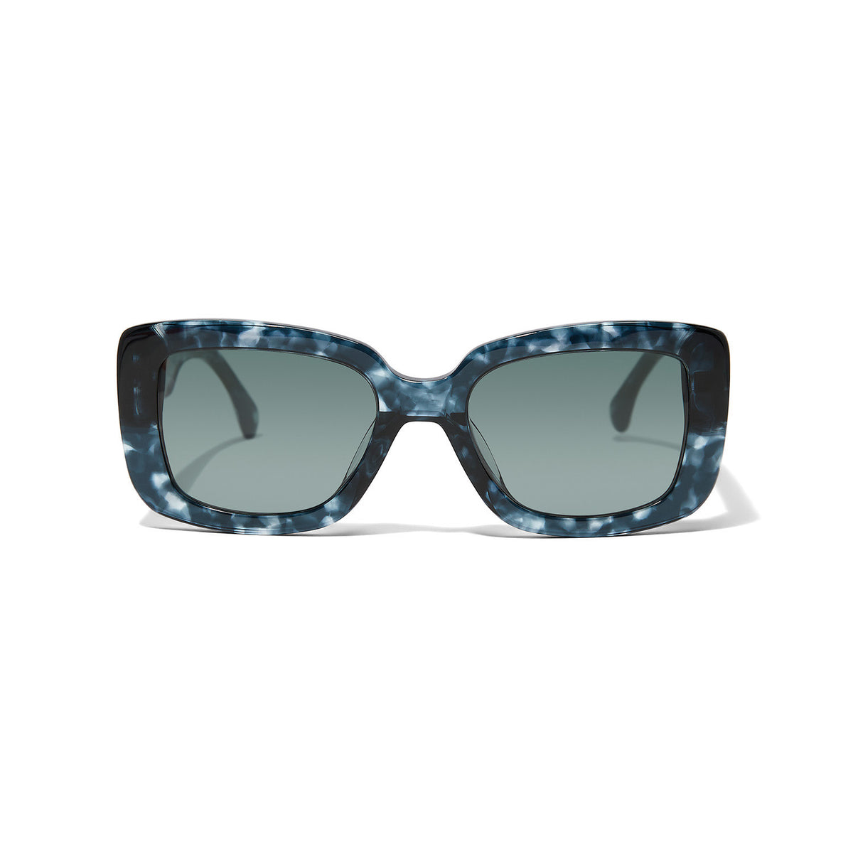 Interlok Harmony square sunglasses with wide blue crush mottled frames and silver plated accents