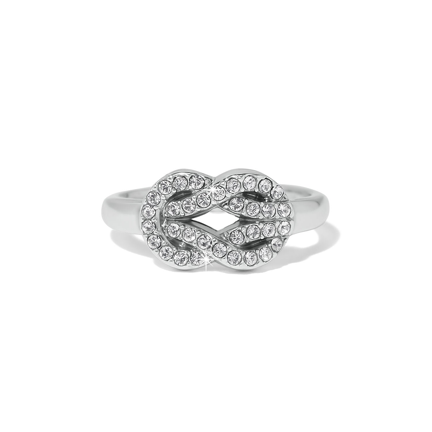 Silver plated ring with fine quality crystals in a wide band design