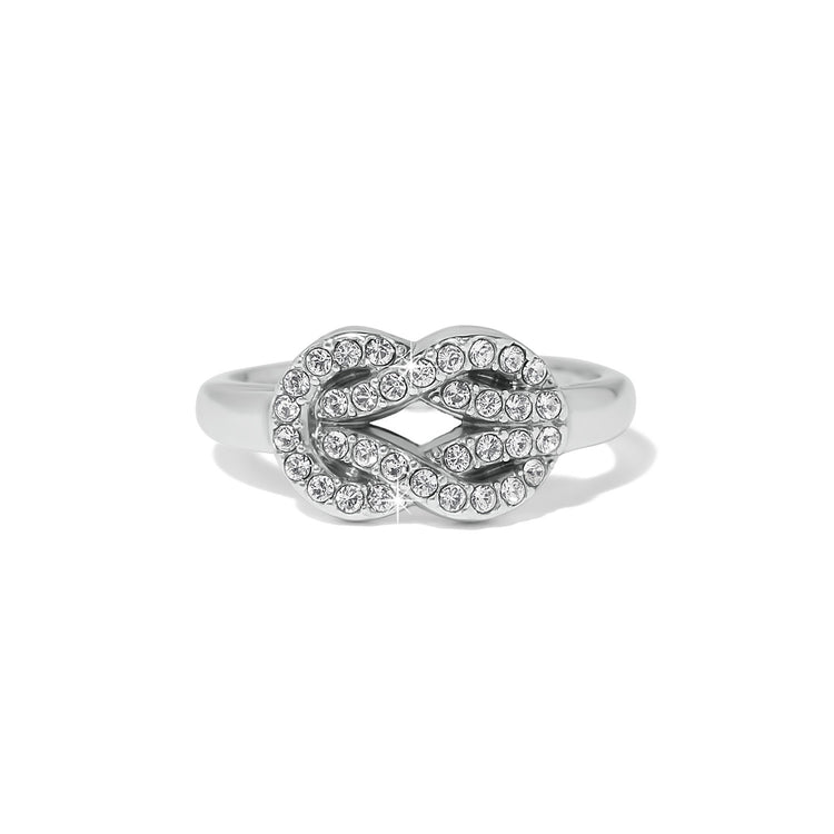 Silver plated ring with fine quality crystals in a wide band