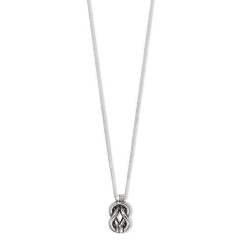 Two-tone silver and gold adjustable pendant necklace with etched Roman Hercules knot silhouette.