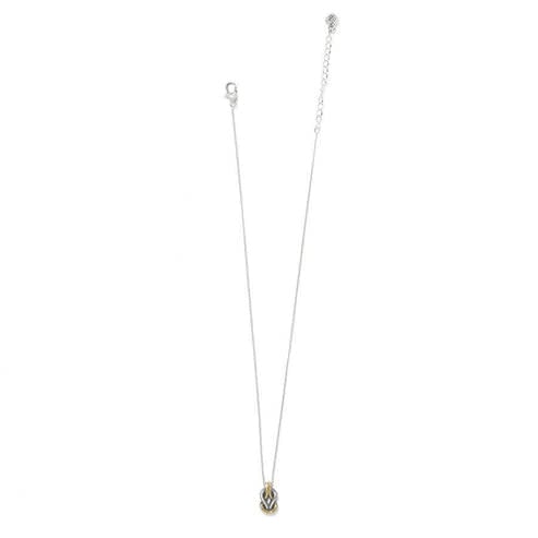 Two-tone silver and gold adjustable pendant necklace with etched Roman Hercules knot silhouette