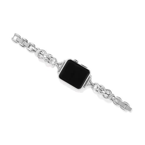 Silver plated Interlok Harmony watch band with fold-over clasp extenders