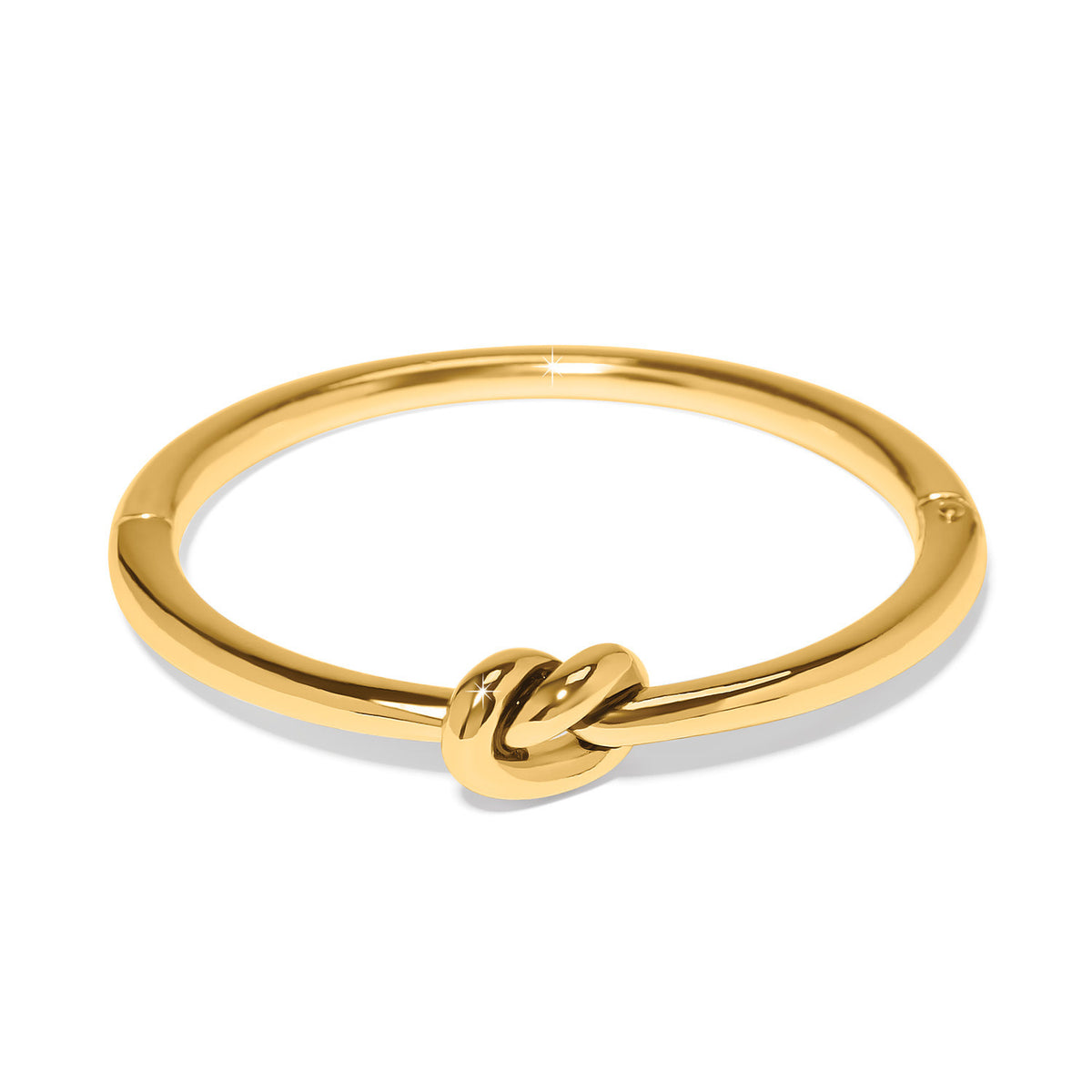 Gold plated hinged bangle with single knot closure
