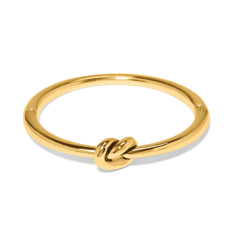 Gold plated hinged bangle with single knot closure