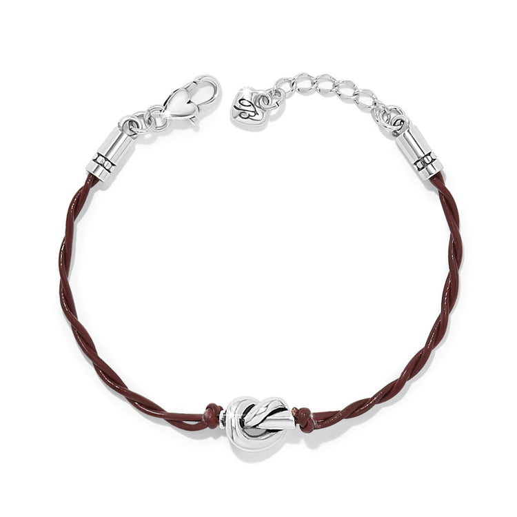 Chili pepper leather cord bracelet with silver plated single knot centerpiece