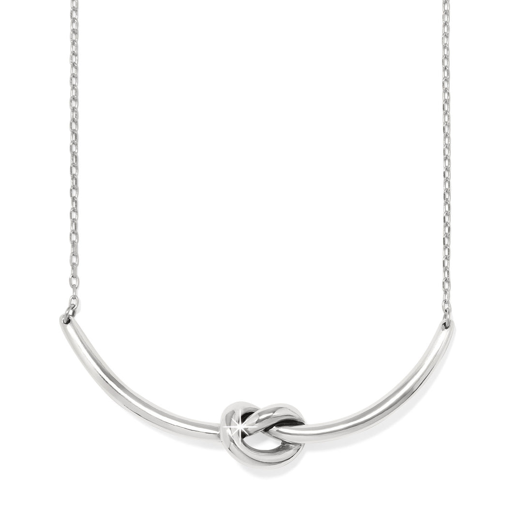 Silver plated Interlok single knot necklace with adjustable chain